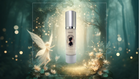Discover Natural Vegan Skincare: Your Path to Radiant Skin with Blissani's hydrating serum featuring hyaluronic acid, surrounded by a magical forest and ethereal light, embodying the essence of natural vegan skincare.