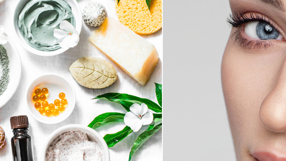 A Variety of Natural Ingredients next to a woman