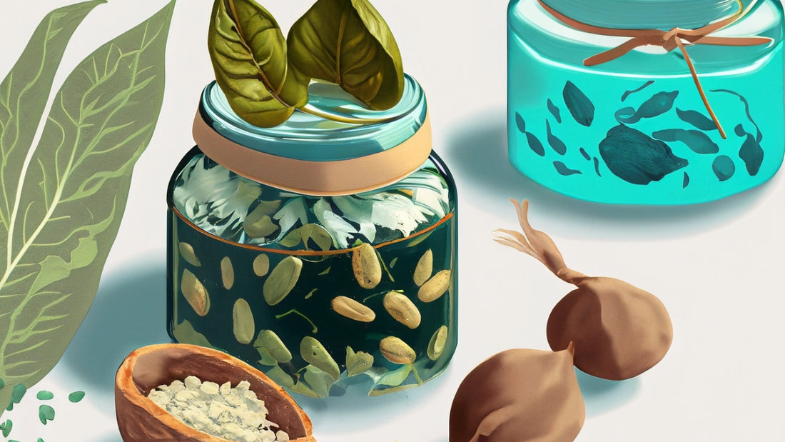 A jojoba nut and green tea leaves mixed with witch hazel and hyaluronic acid.