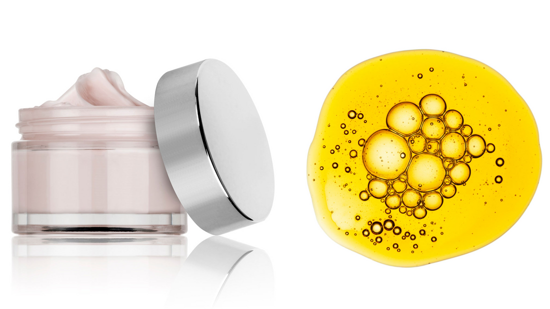 a small opened jar of retinol next to a small puddle of salicylic acid