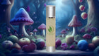 A bottle of Blissani Naturals Clear Face Wash displayed in an enchanting forest scene with colorful mushrooms and fruits, highlighting the brand's commitment to vegan and eco-friendly skincare.