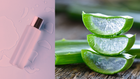 An elegant, translucent skincare bottle sitting on a soft surface, symbolizing effective wrinkle reduction with aloe. The background features subtle water droplets, enhancing the fresh and rejuvenating theme.